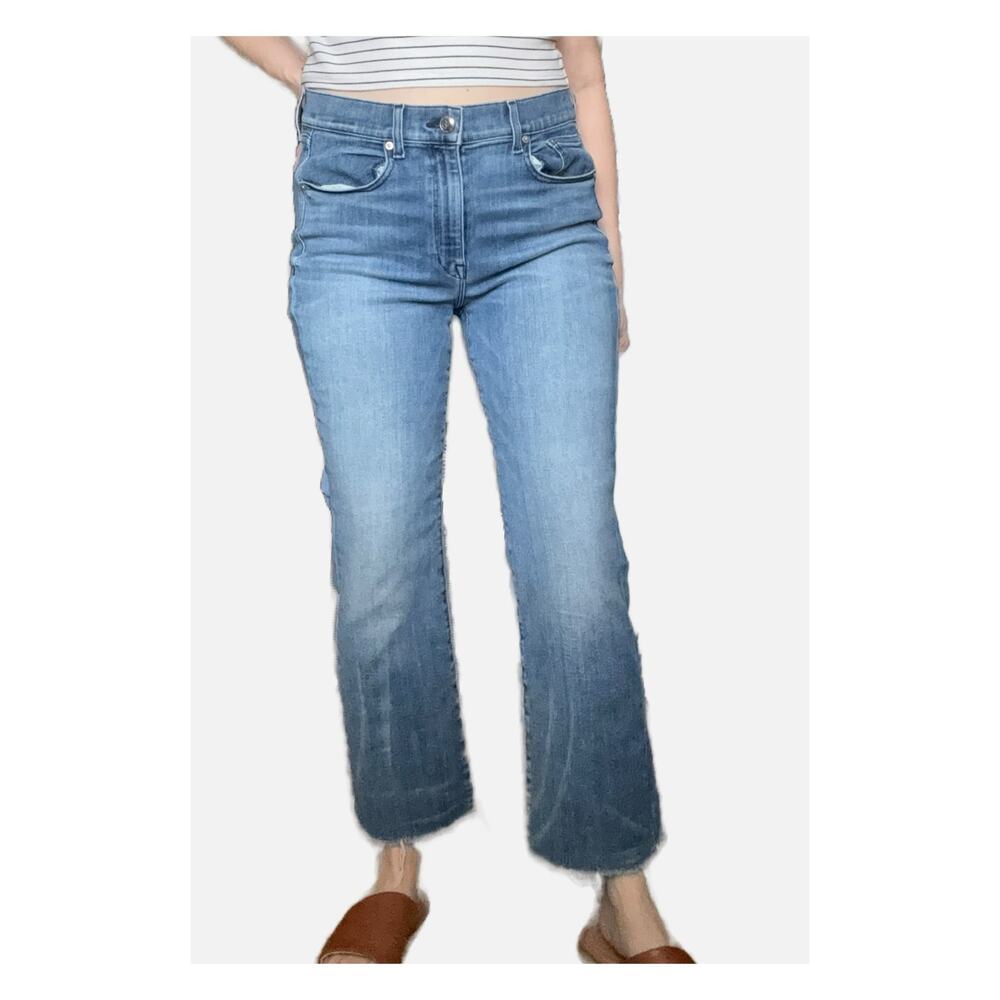 AYR The Bomb Pop Ankle Fray Straight Leg Jeans Classic Blue Wash Size 32